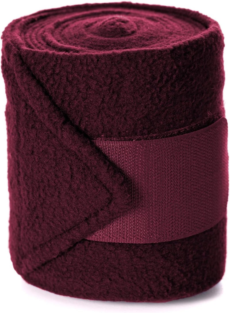 Equinavia Luna 9' Fleece Polo Wraps, Set of 4 Horse Leg Bandages with Storage Bag | Black - One Size - Wine Red - One Size - Image 3